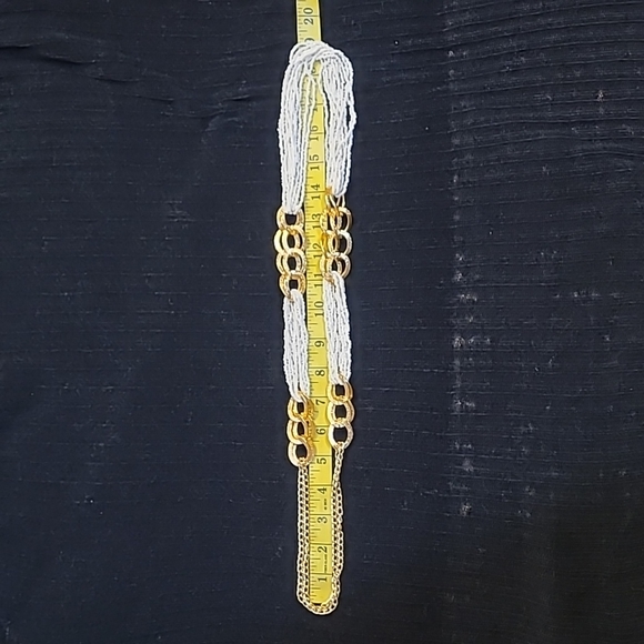 Beaded strands and double cuban link long loop necklace - Picture 6 of 6